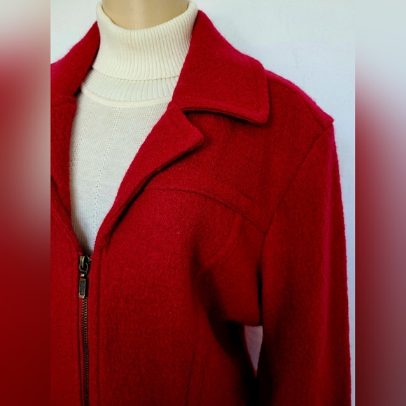 TRIA Women's 100%Wool Jacket Zip Front Boiled Wool Maroon XL - Picture 11 of 16